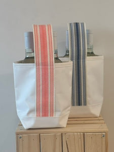 Wine Tote - Coral check
