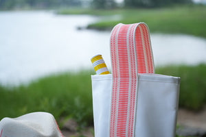 Wine Tote - Coral check