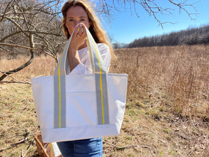 Yellow Stripe Cabana Tote